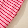 Strawberry Pink Striped Semi-Fitted Shift T-Shirt Dress with 3/4 Sleeves - Image 11