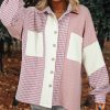 Women's Pink Color Block Houndstooth Loose Shacket - Image 3