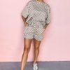 Women's Brown Checkered Top and Shorts Casual 2-Piece Set - Image 6