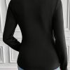 Women's Black Solid Scoop Neck Thermal Long Sleeve Top - Image 3