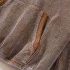 Women's Chestnut Corduroy Half Zipper Hoodie with Kangaroo Pocket - Image 10