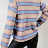 Women's Apricot Stripe Collared V Neck Drop Shoulder Loose Sweater - Cozy & Chic - Image 5