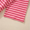 Strawberry Pink Striped Semi-Fitted Shift T-Shirt Dress with 3/4 Sleeves - Image 10