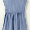 Beau Blue Cap Sleeve High Waist Denim Babydoll Dress for Women - Image 8