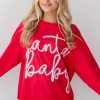 Women's Fiery Red Santa Baby Tinsel Graphic Oversize Sweatshirt - Image 7