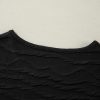 Women's Black Slim Fit Long Sleeve Wavy Textured T-Shirt - Image 9