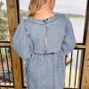 Women's Beau Blue High Waist Loose Fit Denim Mini Dress - Image 4