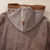 Women's Chestnut Corduroy Half Zipper Hoodie with Kangaroo Pocket - Image 9