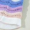 Women's Purple Stripe Wavy Pointelle Knit Drop Shoulder Sweater - Image 10