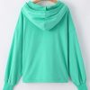 Women's Oversized Aruba Blue Hoodie with Kangaroo Pocket and Half Zipper - Image 7