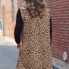 Women's Khaki Leopard Print V Neck Sleeveless Collared Mini Dress with Pockets - Image 2