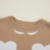 Women's Khaki Contrast Heart Pattern Round Neck Sweater - Casual Relaxed Fit - Image 12