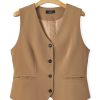 Women's Chestnut Solid Color V Neck Suit Vest - Image 15