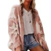 Women's Pink Sherpa Star Pattern Textured Cardigan with Pockets - Image 6