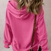 Women's Bonbon Pink Fleece Lined Chunky Hoodie with Kangaroo Pocket - Image 2