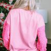 Women's Pink Nutcracker Graphic Sequin Patchwork Long Sleeve Top - Festive Holiday Fashion - Image 2