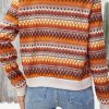 Women's Orange Boho Striped Zip Up Long Sleeve Jacket - Stylish and Versatile Outerwear - Image 2