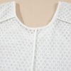 Trendy Women's White Eyelet Patchwork Oversized Top with V Neck and High Low Hem - Image 15