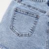 Women's Beau Blue Rhinestone High Waist Denim Shorts with Raw Hem - Image 14