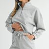 Women's Light Grey Stand Neck Zipped Sweatshirt and Shorts Set - Trendy Two Piece Outfit - Image 8