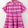 Sachet Pink Floral Print Short Sleeve Flowy Dress with Multi Buttons - Image 3