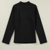 Women's Black Mock Neck Thermal Lined Long Sleeve Tee - Image 9