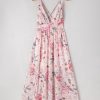 Women's Pink Floral Pleated Bust Backless Maxi Dress with Empire Waist - Image 11