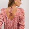 Elegant Tomato Red Leopard Print Long Sleeve Mini Dress with Hollowed Back - Image 6