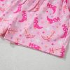 Women's Pink Western Boots Printed Short 2-Piece Lounge Set for Summer - Image 12