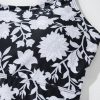 Black Plus Size Printed Square Neck Drawstring Ruffled Tankini Set for Women - Image 17