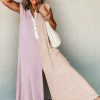 Chic Women's Parchment Color Block Corded Knit Super Wide Leg Jumpsuit - Image 3