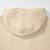 Women's Beige Solid Color Drawstring Hooded Drop Shoulder Pullover Sweater for Ultimate Comfort - Image 10