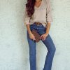 Women's Brown Eyelet Pattern V Neck Drop Shoulder Sweater - Casual Chic for Fall - Image 16