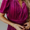 Women's Red Dahlia Velvet Tiered Maxi Dress with Short Sleeves - Image 7