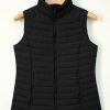 Women's Sleek Black Plush Quilted Zip Puffer Vest - Image 10