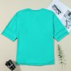 Women's Mint Green Solid Color Half Sleeve Button Henley Top - Image 14