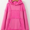 Women's Pitaya Pink Mineral Wash Patchwork Drawstring Hoodie - Image 3