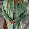 Women's Mist Green Corduroy Patched Pocket Button Up Shacket - Image 7