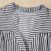 Plus Size Black Stripe Short Sleeve Buttoned V Neck Mini Dress with Pockets - Image 7