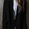 Women's Black Lapel Flap Pocket Buttoned Blazer - Image 2