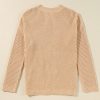 Women's Apricot Cable Knit Drop Shoulder Sweater with Side Slits - Image 3