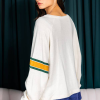 Women's White Number 76 Printed Retro Sporty Long Sleeve Top - Image 2