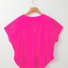 Women's Green Colorblock Loose Fit T-Shirt with Rounded Hem - Image 6