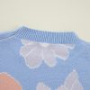 Women's Beau Blue Floral O Neck Drop Shoulder Knitted Sweater for Casual Elegance - Image 11