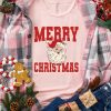 Women's Pink MERRY CHRISTMAS Santa Claus Printed Graphic T-Shirt - Image 7
