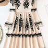 Women's Beige Western Pattern Print Mini Dress with Tassel Notch V Neck - Image 3