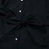 Chic Women's Black Button Up Mini Dress with Tie Waist and Puff Sleeves - Image 13