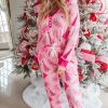 Women's Christmas Tree Print V Neck Pullover & Drawstring Pants Lounge Set - Image 4