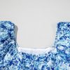 Women's Blue Floral Puff Sleeve Babydoll Mini Dress with Square Neck - Image 9