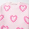 Women's Pink Heart Shape Bubble Sleeve Baggy Sweater - Cozy Casual Fashion - Image 12